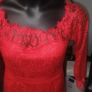 Elegant Red Lace Dress
